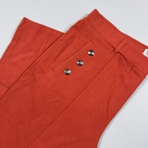 89th + Madison Womens‎ Sailor Button Slim Leg Pants Rust Orange Medium Stretch
